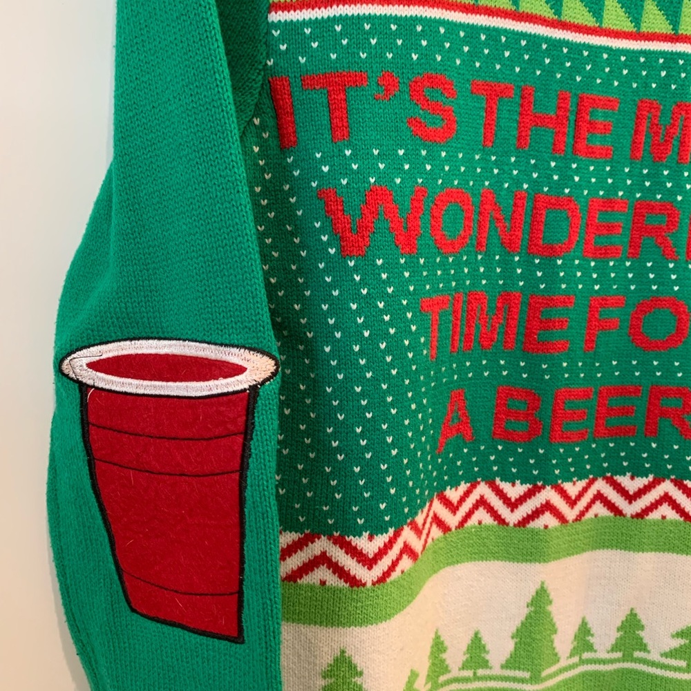 Spencer’s Gifts Ugly Christmas Sweater Most Wonderful Time For Beer Size Small - Picture 4 of 6